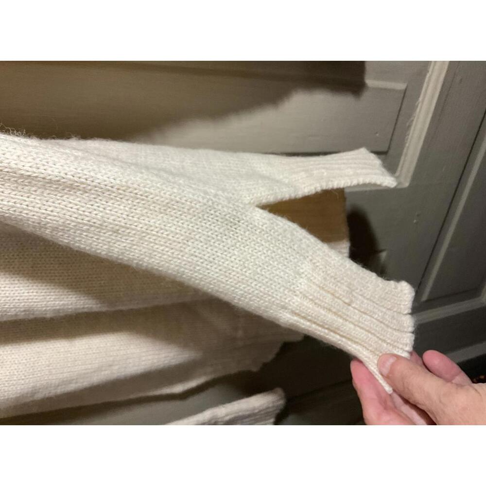 Alya White Wool Blend Turtleneck Sweater with Colorful Pattern Large - Picture 6 of 10